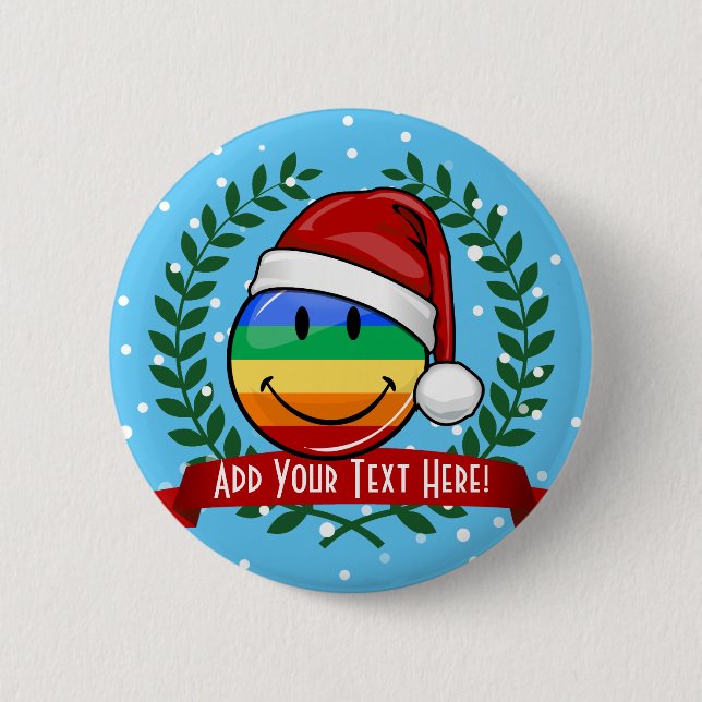 Jolly Gay Pride Flag Christmas Style 6 Cm Round Badge (Front)