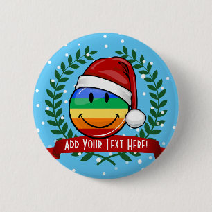 Jolly Gay Pride Flag Christmas Style 6 Cm Round Badge