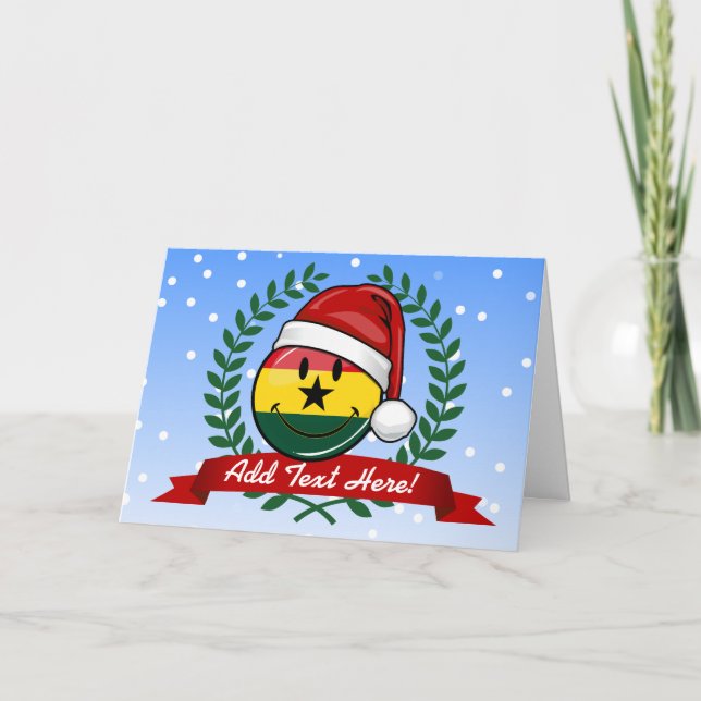 Jolly Ghanian Flag Christmas Style Holiday Card (Front)