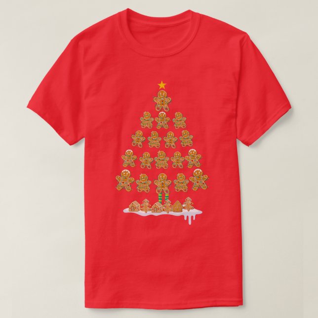 Jolly Gingerbread Christmas Tree Funny Gingerbread T-Shirt (Design Front)