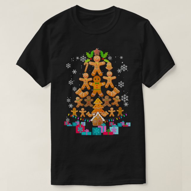 Jolly Gingerbread Christmas Tree Tee Gingerbread D (Design Front)