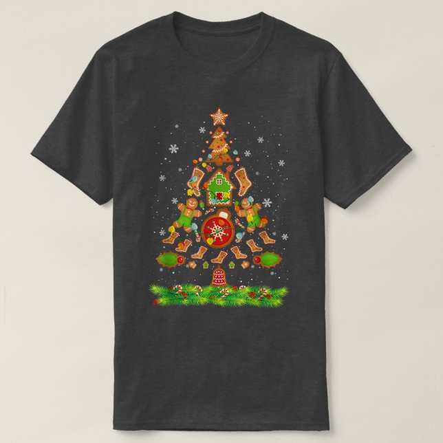 Jolly Gingerbread Family Christmas Tree Gingerbrea T-Shirt (Design Front)