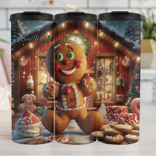 Jolly Gingerbread Scene Thermal Tumbler