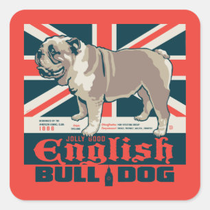 Jolly Good English Bulldog Square Sticker