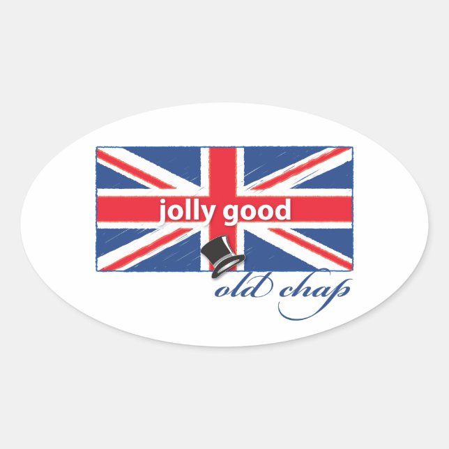 Jolly good old chap! oval sticker (Front)
