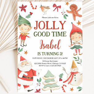 Jolly Good Time Elves Birthday Invitation
