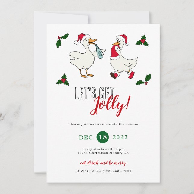 Jolly Goose Cocktail Drink Holiday Christmas Party Invitation (Front)
