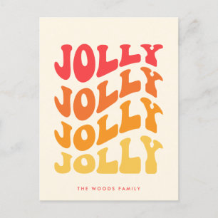 Jolly Groovy Wavy Colourful Christmas Holiday Postcard