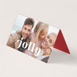 Jolly Happy Holidays Modern Simple Family Photo Business Card