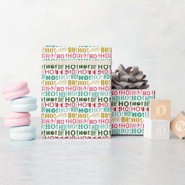 Jolly HO! HO! HO! Colourful Xmas Wrapping Paper (Baby Shower)