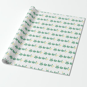 Jolly Ho Ho Ho Festive Spirit White Seamless Wrapping Paper