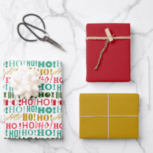 Jolly HO! HO! HO! Xmas Red,and Gold Wrapping Paper