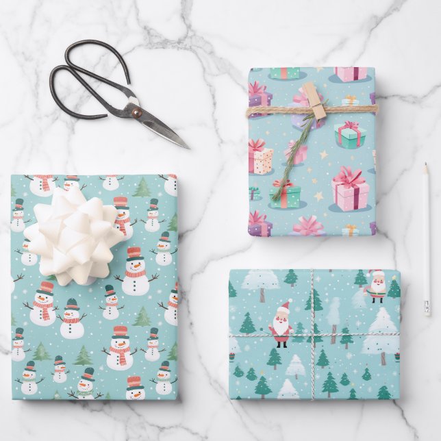 Jolly Holiday Christmas Wrapping Paper Sheet (Front)