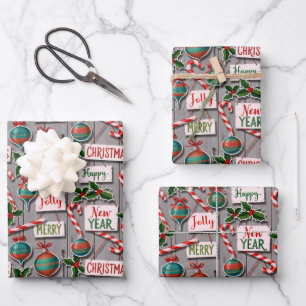 Jolly Holiday Jumble Wrapping Paper Sheet
