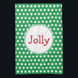 Jolly Holiday Kitchen Towel<br><div class="desc">A festive green and white polka dot pattern decorate this jolly holiday kitchen towel. The design is from original art.</div>