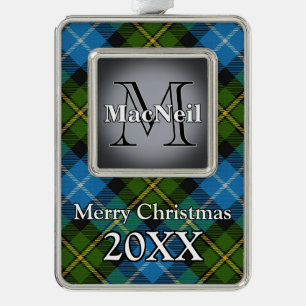 Jolly Holidays Clan MacNeil Tartan Silver Plated Framed Ornament
