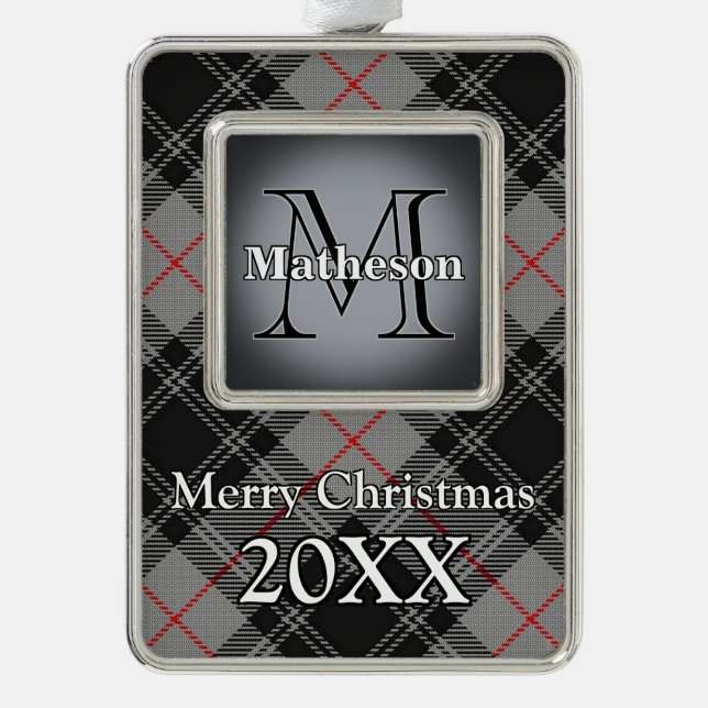 Jolly Holidays Clan Moffat Tartan Silver Plated Framed Ornament (Front)