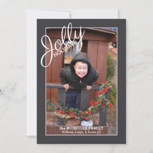 Jolly Holidays Pattern Single Photo Holiday  Card