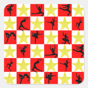 JOLLY HOLLY BALLERINA CHRISTMAS DESIGN SQUARE STICKER