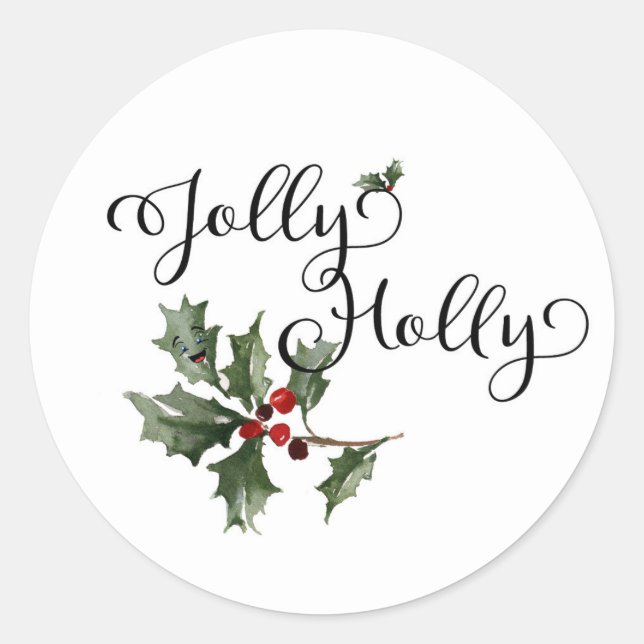 Jolly Holly Classic Round Sticker (Front)