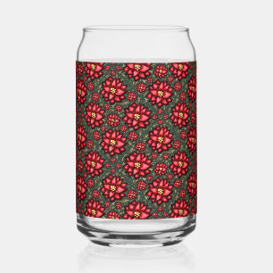 Jolly Holly Flower Christmas Design – Festive Can Glass