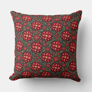 Jolly Holly Flower Christmas Design – Festive Cushion