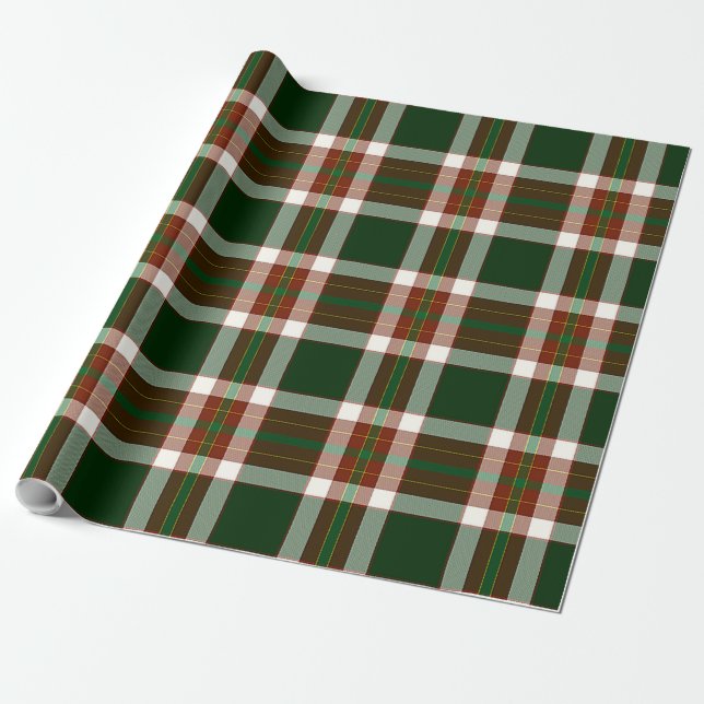 Jolly Holly plaid Wrapping Paper (Unrolled)