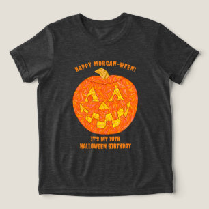 Jolly Jack O Lantern Cute Kids Halloween Birthday Tri-Blend Shirt