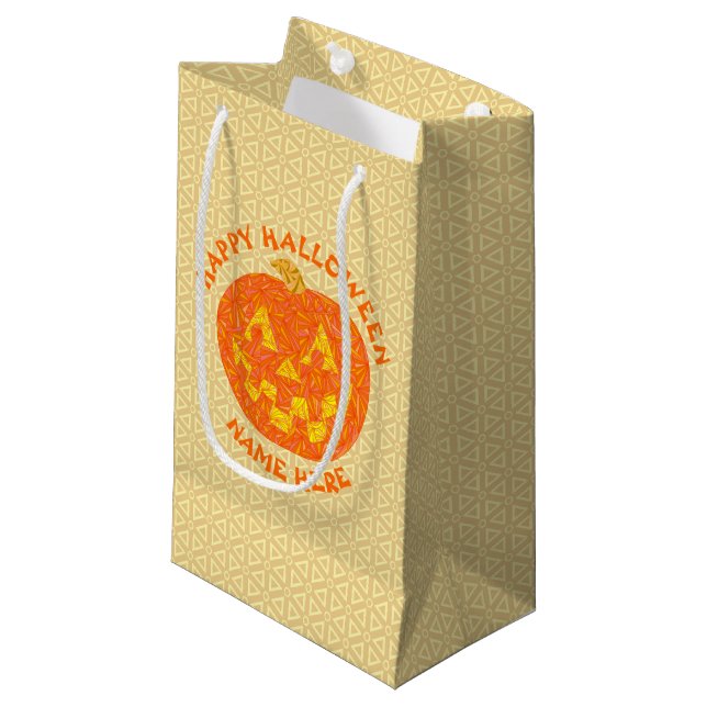 Jolly Jack O Lantern Halloween Personalised Small Gift Bag (Front Angled)
