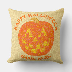 Jolly Jack O Lantern Halloween Pumpkin Cushion