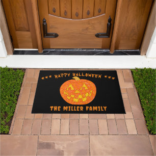 Jolly Jack O Lantern Personalised Happy Halloween Doormat