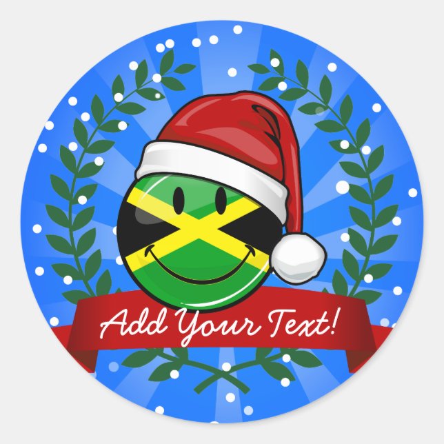 Jolly Jamaican Flag Christmas Style Classic Round Sticker (Front)