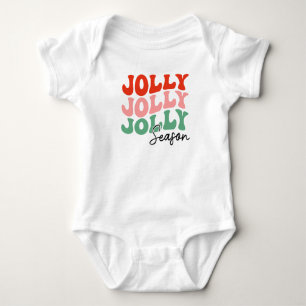 Jolly Jolly Jolly Season Retro Holiday Typography Baby Bodysuit