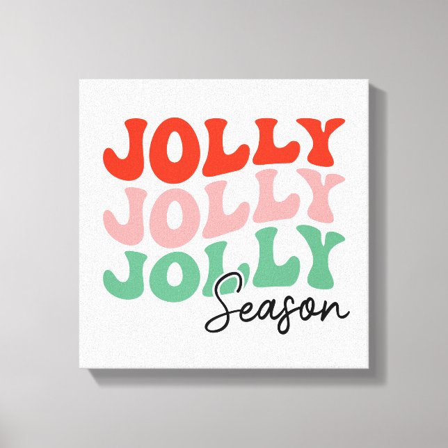 Jolly Jolly Jolly Season  Retro Holiday Typography Canvas Print (Front)
