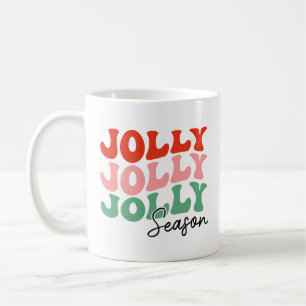Jolly Jolly Jolly Season Retro Holiday Typography Coffee Mug