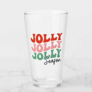 Jolly Jolly Jolly Season Retro Holiday Typography Glass