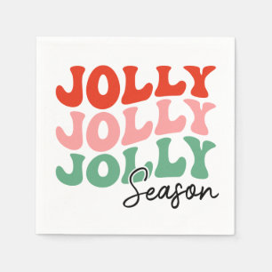 Jolly Jolly Jolly Season Retro Holiday Typography Napkin