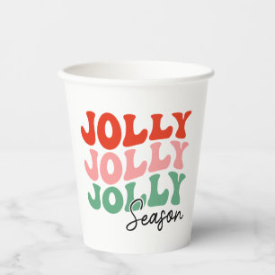 Jolly Jolly Jolly Season Retro Holiday Typography Paper Cups