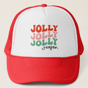 Jolly Jolly Jolly Season  Retro Holiday Typography Trucker Hat