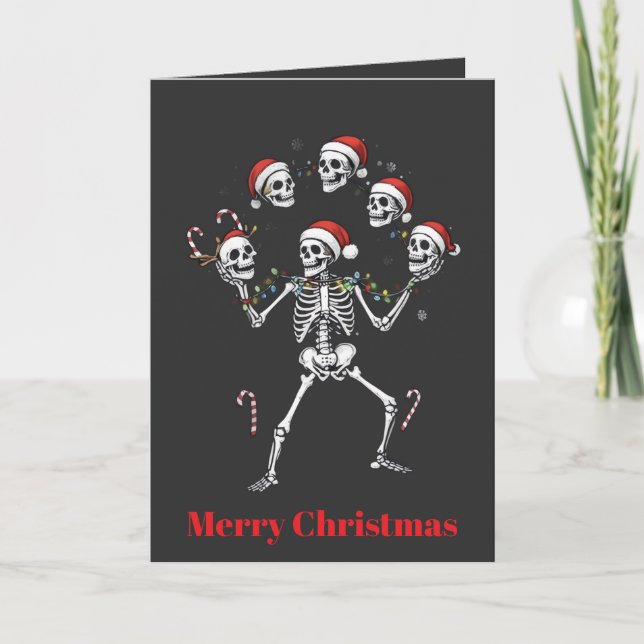 Jolly, Juggler Skeleton Juggling for the Holidays Card (Front)