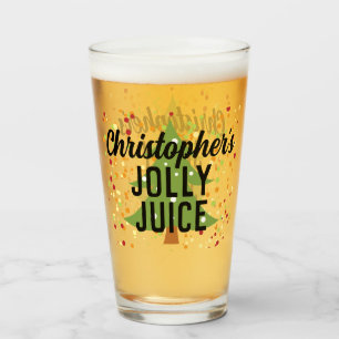 Jolly Juice Funny Custom Name Christmas Beer Glass