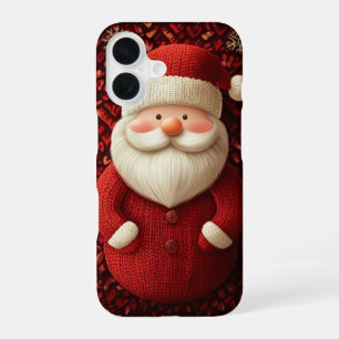 Jolly Knitted Santa Claus Red Sweater Christmas iPhone 16 Case