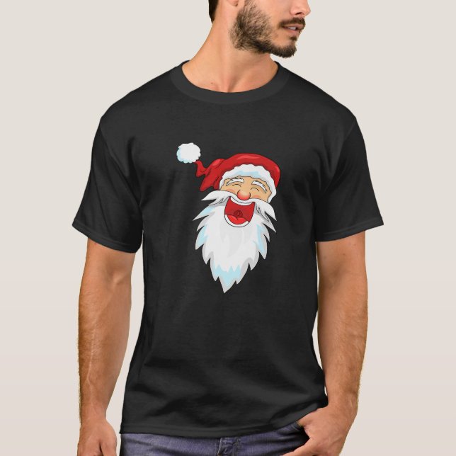 Jolly Laughing Santa Claus Head Fun Festive Christ T-Shirt (Front)