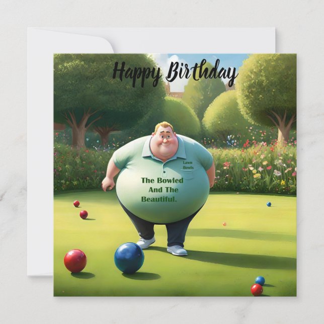 Jolly Lawn Bowler Man, Birthday Card (Front)