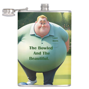 Jolly Lawn Bowler Man, Hip Flask