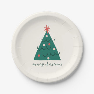 Jolly Little Christmas Tree Holiday Paper Plate