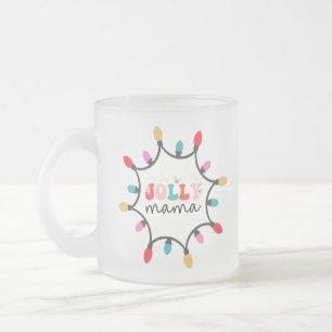 Jolly mama- chritmas light frosted glass coffee mug