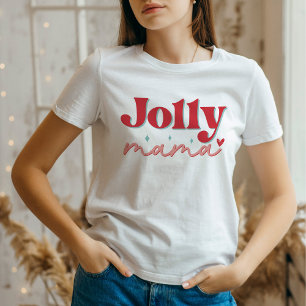 Jolly Mama Heart Retro Christmas T-Shirt