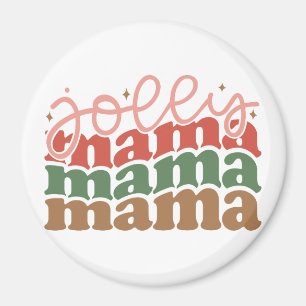 Jolly Mama Retro Groovy Christmas Holidays Magnet