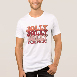 Jolly Mama Retro Groovy Christmas Holidays Tri-Blend Shirt